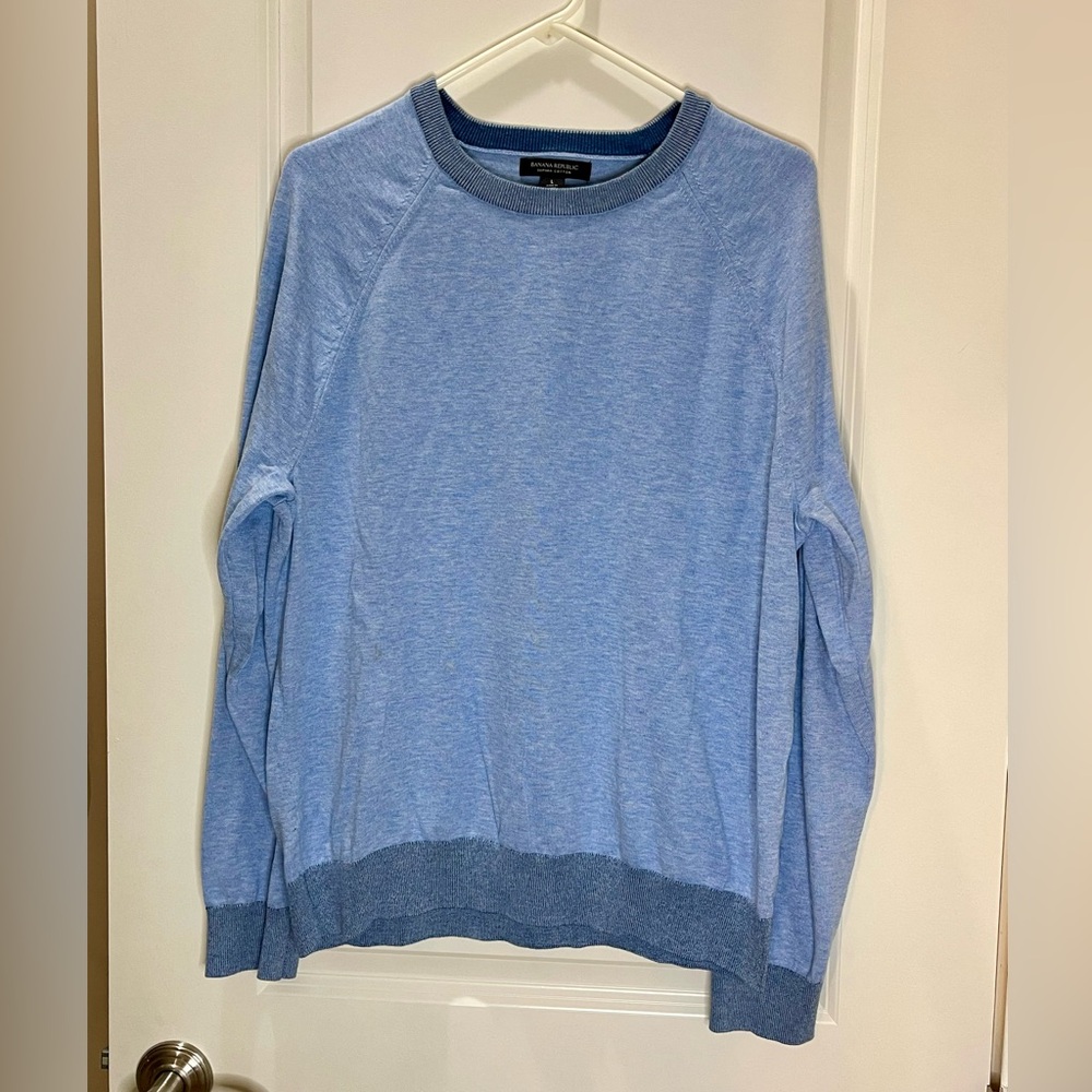 Banana Republic Men’s Sweater 100% Supima Cotton Sky Blue Pullover Size Large